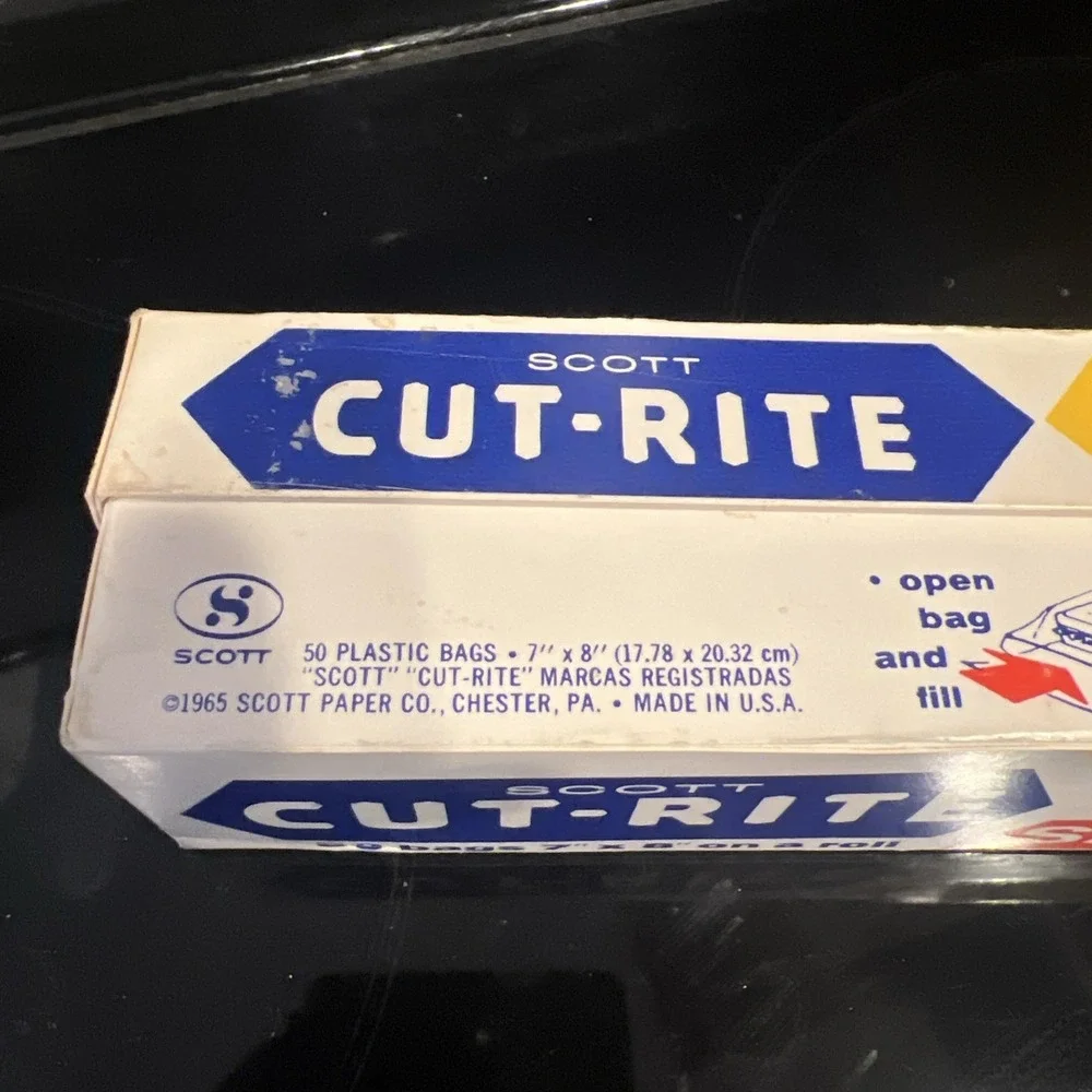 Vintage 1965 Scott Cut-Rite Plastic Sandwich Bags - Open- Looks Full -Movie Prop
